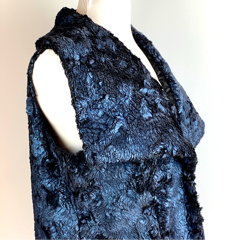 Katherine Barclay Cobalt Faux Fur Montreal Deep Blue Waterfall Vest Medium - Picture 9 of 16